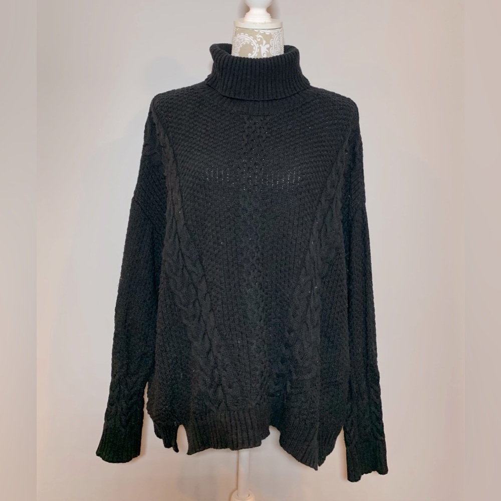a.n.a. Black oversized turtleneck sweater. Size L